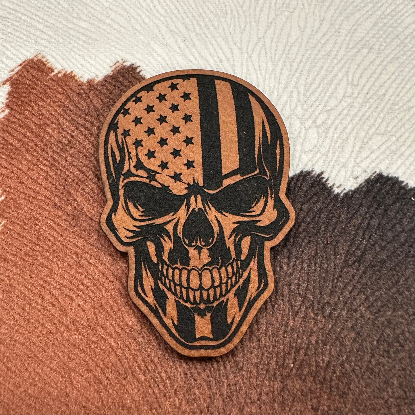 Skull Flag- 2.3” tall Leatherette Patch