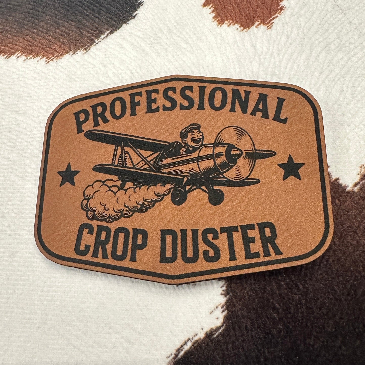 Professional Crop Duster- 2.4” wide x 2.3” tall Leatherette Patch