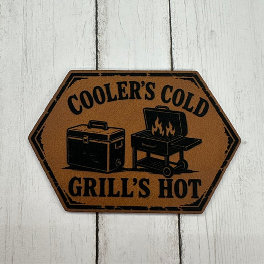 Cooler's Cold, Grill's Hot - Leatherette Patch