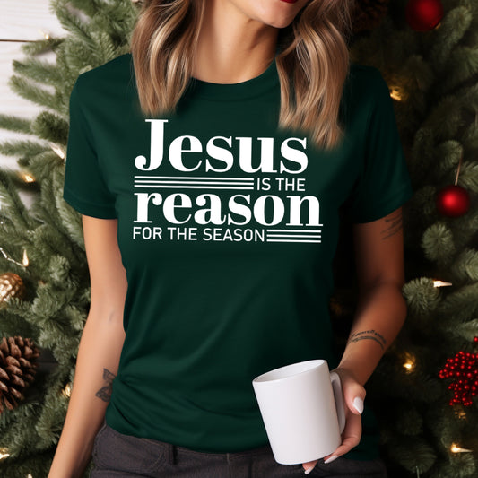 Jesus Is the Reason For the Season- Single Color (white)- 11.5" wide Plastisol Screen Print Transfer