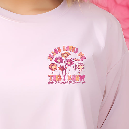 Jesus Loves Me This I Know, For the Bible Tells Me So (pocket/hat)- 3.15" wide DTF Transfer