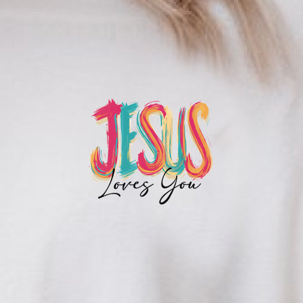 Jesus Loves You (pocket)- 3.15” wide DTF Transfer