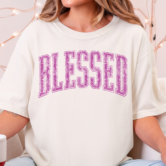 Blessed, Distressed - Single Color DTF Transfer - 0867