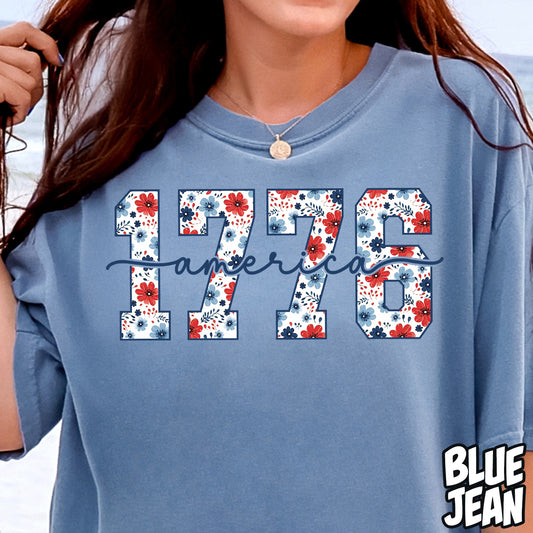 Floral America 1776- Full Color DTF Transfer