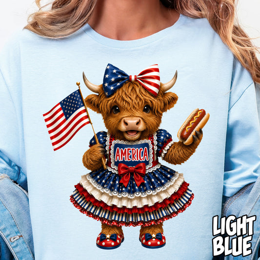 Girly American Cow- Full Color DTF Transfer