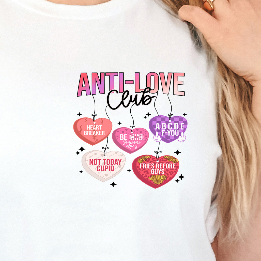 Anti-Love Club (pocket/koozie)- *full color matte clear film*- 3" wide Plastisol Screen Print Transfer