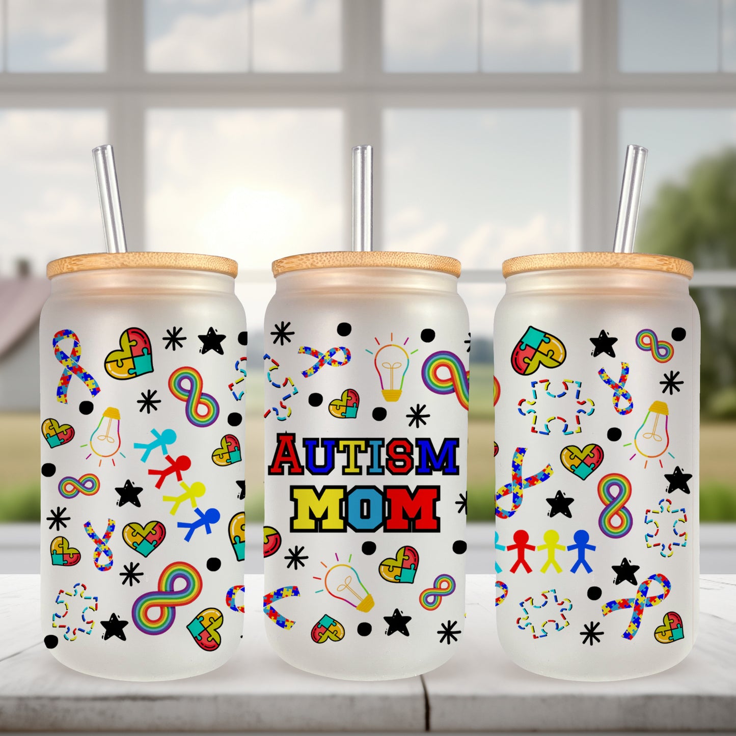 Autism Mom UV DTF- 16oz Cup Wrap