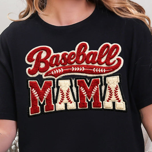 Baseball Mama Faux Yarn Tee - Black