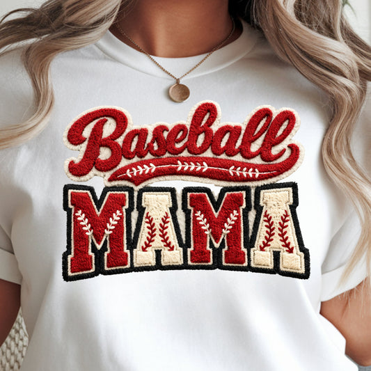 Baseball Mama Faux Yarn Tee - White