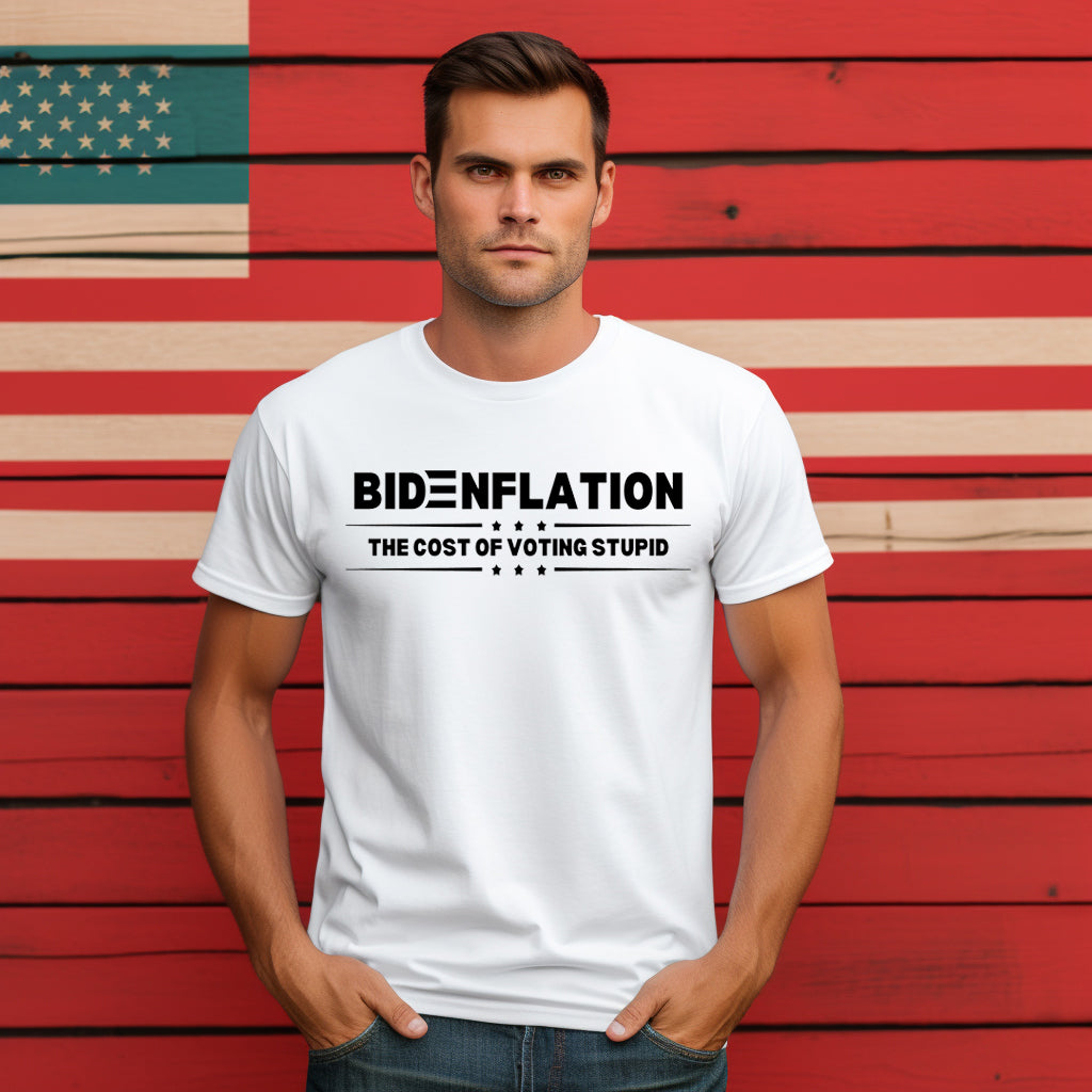 Bidenflation, The Cost of Voting Stupid- Single Color (black)- 11.5" wide Plastisol Screen Print Transfer