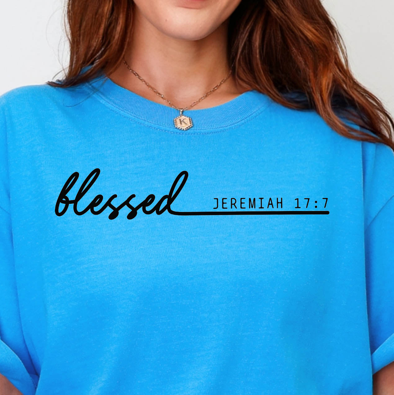 Blessed- Single Color (black)- 11.5” wide Screen Print Transfer