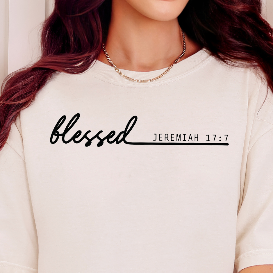 Blessed- Single Color (black)- 11.5” wide Screen Print Transfer