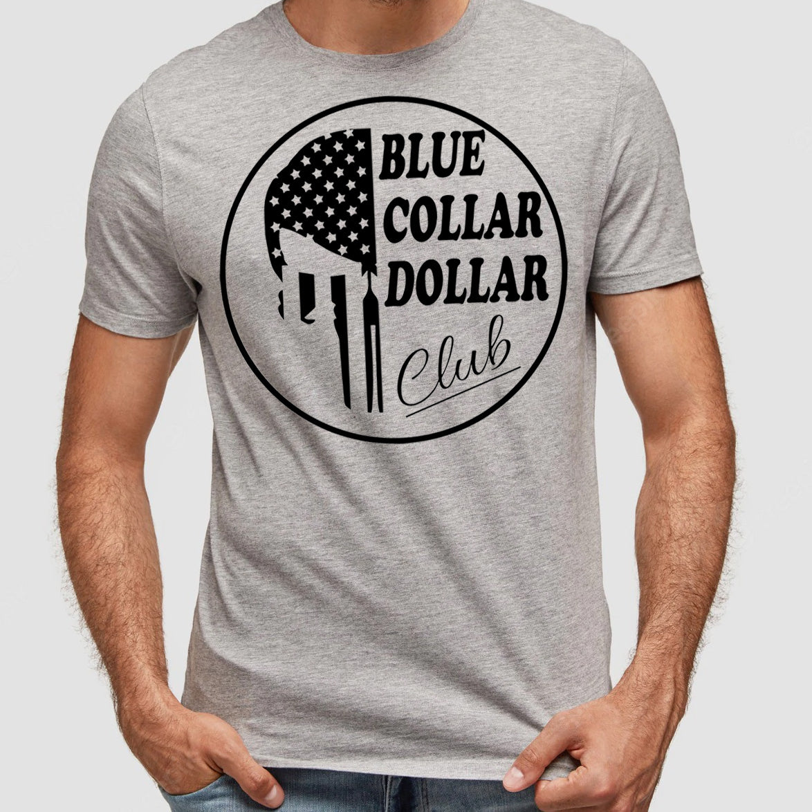 Blue Collar Dollar Club- Single Color (black)- 11.5" wide Plastisol Screen Print Transfer