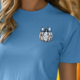 Blue Floral Pumpkin (pocket)- 3.1” wide DTF Transfer