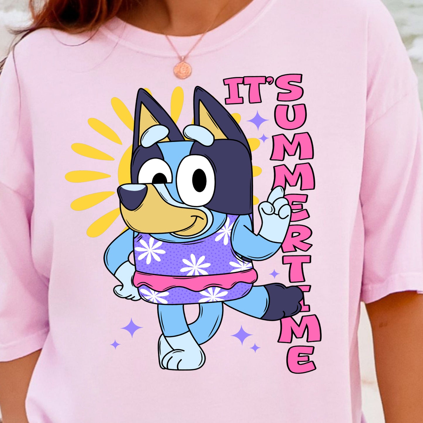 It's Summertime Blue Dog-Full Color DTF Transfer