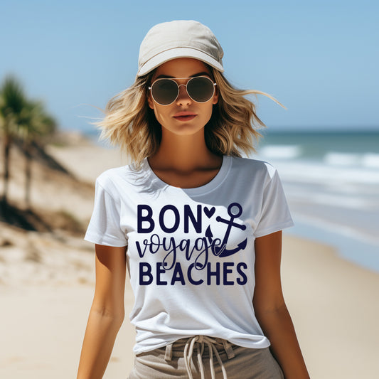 Bon Voyage Beaches- Single Color (navy)- 11.5" wide Plastisol Screen Print Transfer
