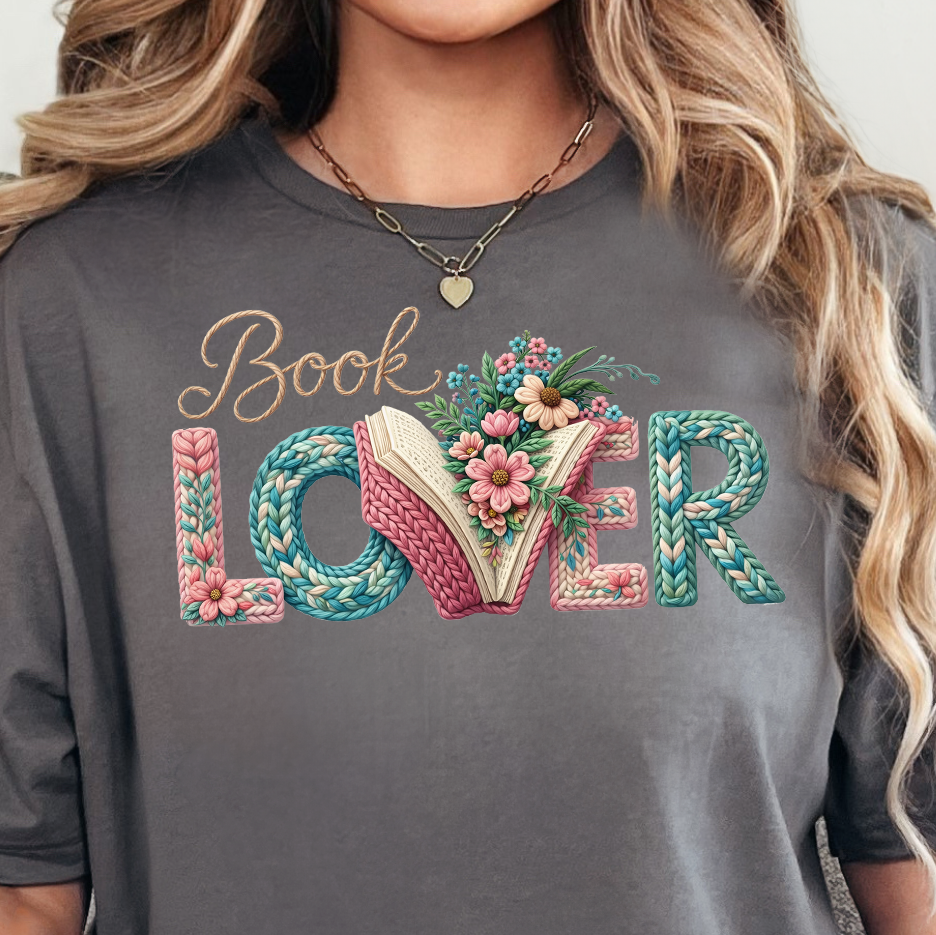Book Lover Faux Yarn-Full Color DTF Transfer