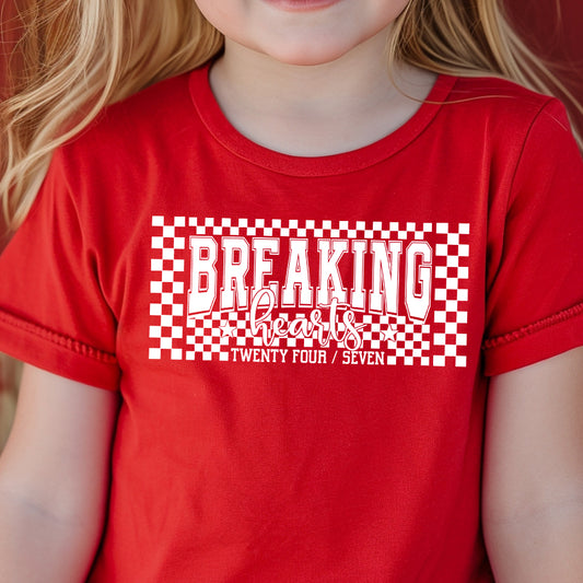 Breaking Hearts Twenty-Four Seven (toddler)- Single Color (white)- 7.25” wide Screen Print Transfer