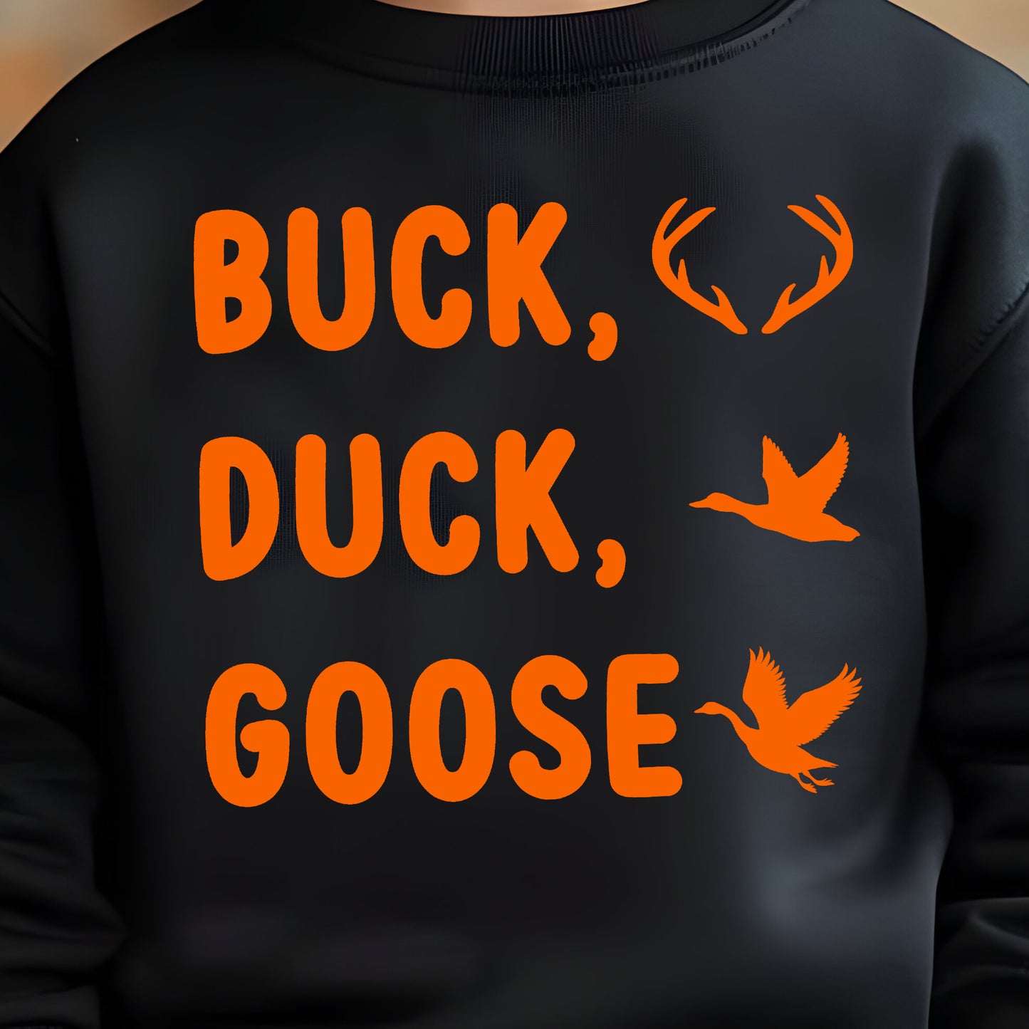 Buck Duck Goose (toddler)- Single Color (orange)- 7.5” wide Single Color Transfer