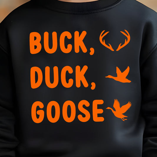 Buck Duck Goose (toddler)- Single Color (orange)- 7.5” wide Single Color Transfer