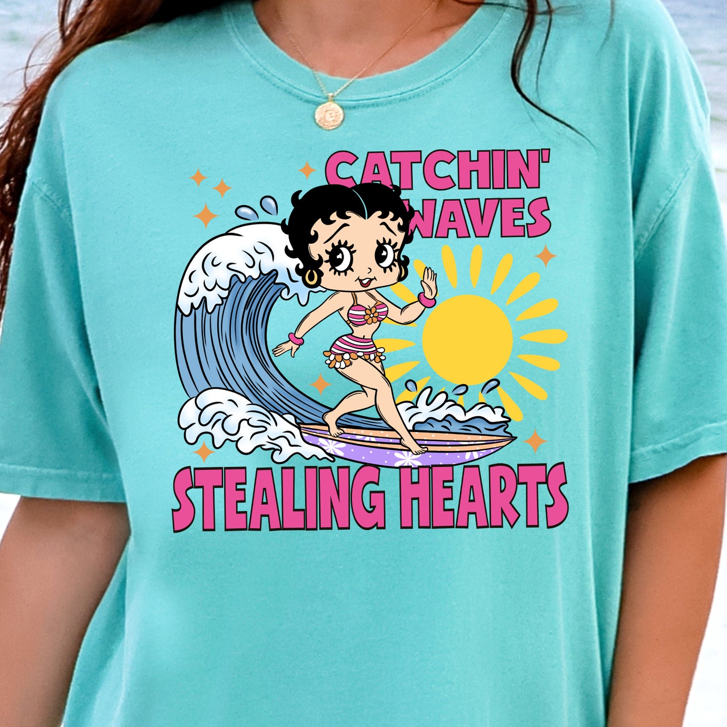 Catchin' Waves Stealing Hearts-Full Color DTF Transfer