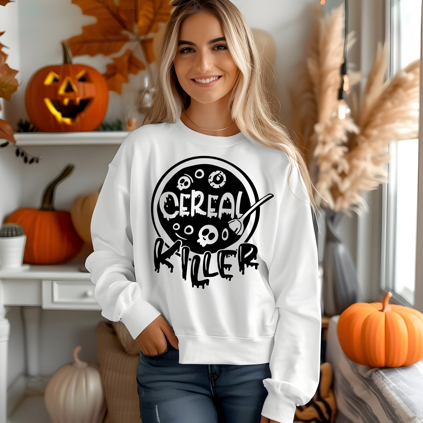 Cereal Killer- Single Color (black)- 11.5" wide Screen Print Transfer