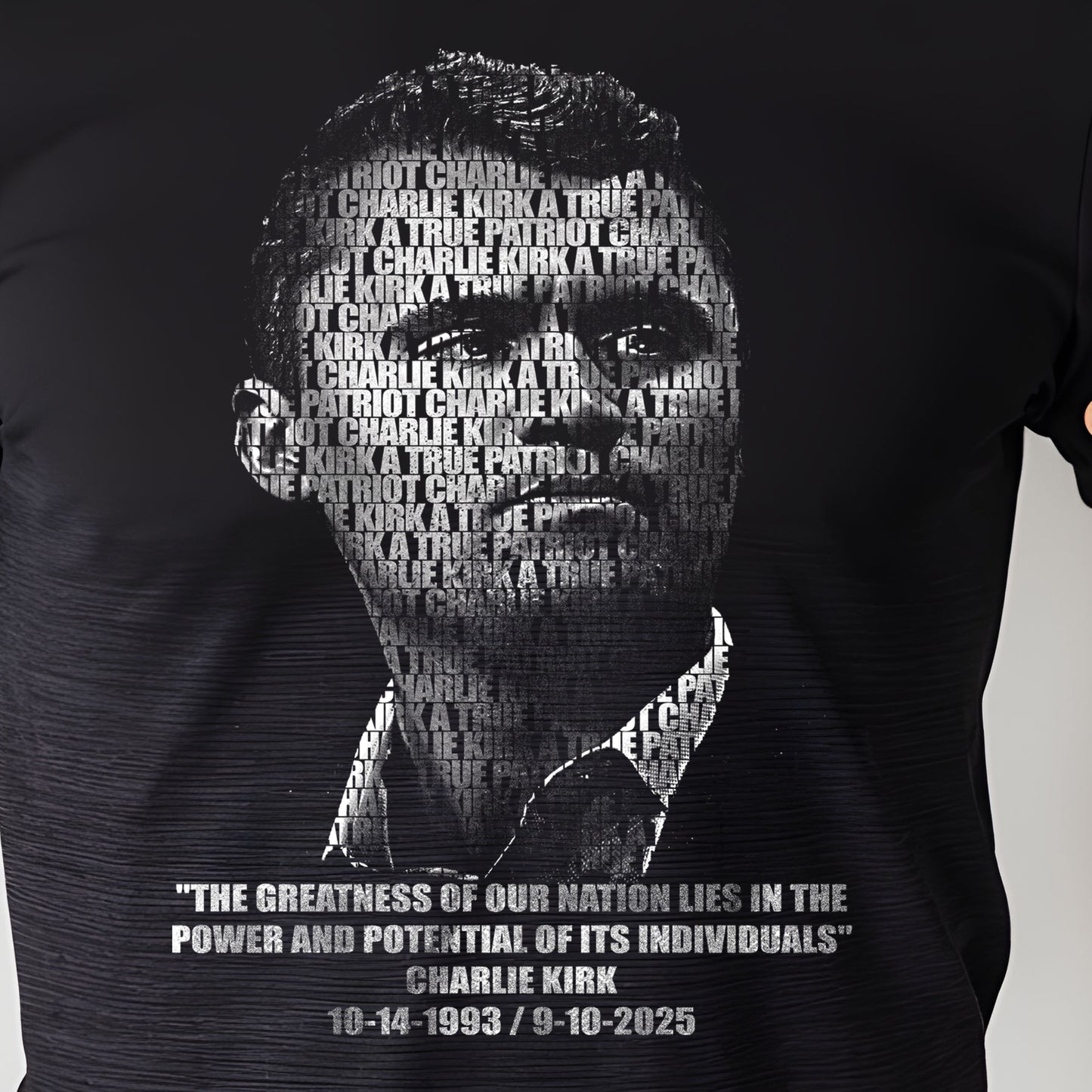 "The Greatness of Our Nation"...Charlie Kirk-  9" wide x 12.5" tall DTF Transfer