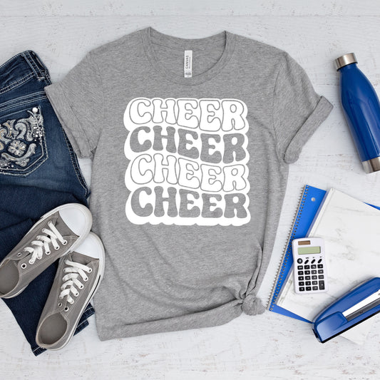 Cheer Stacked - Single Color (white)- 11.5" wide Plastisol Screen Print Transfer