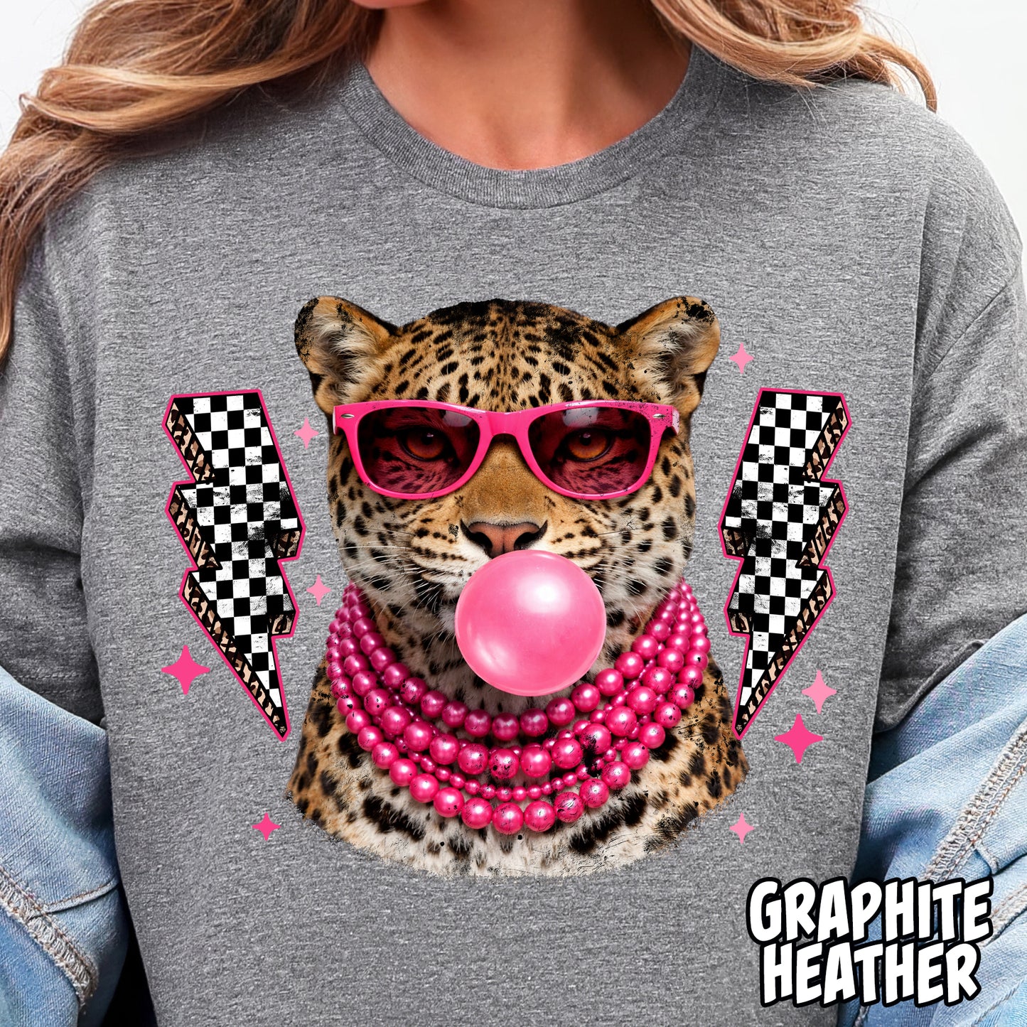 Gum Chewing Cheetah-Full Color DTF Transfer