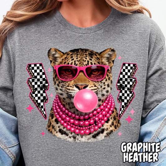 Gum Chewing Cheetah-Full Color DTF Transfer
