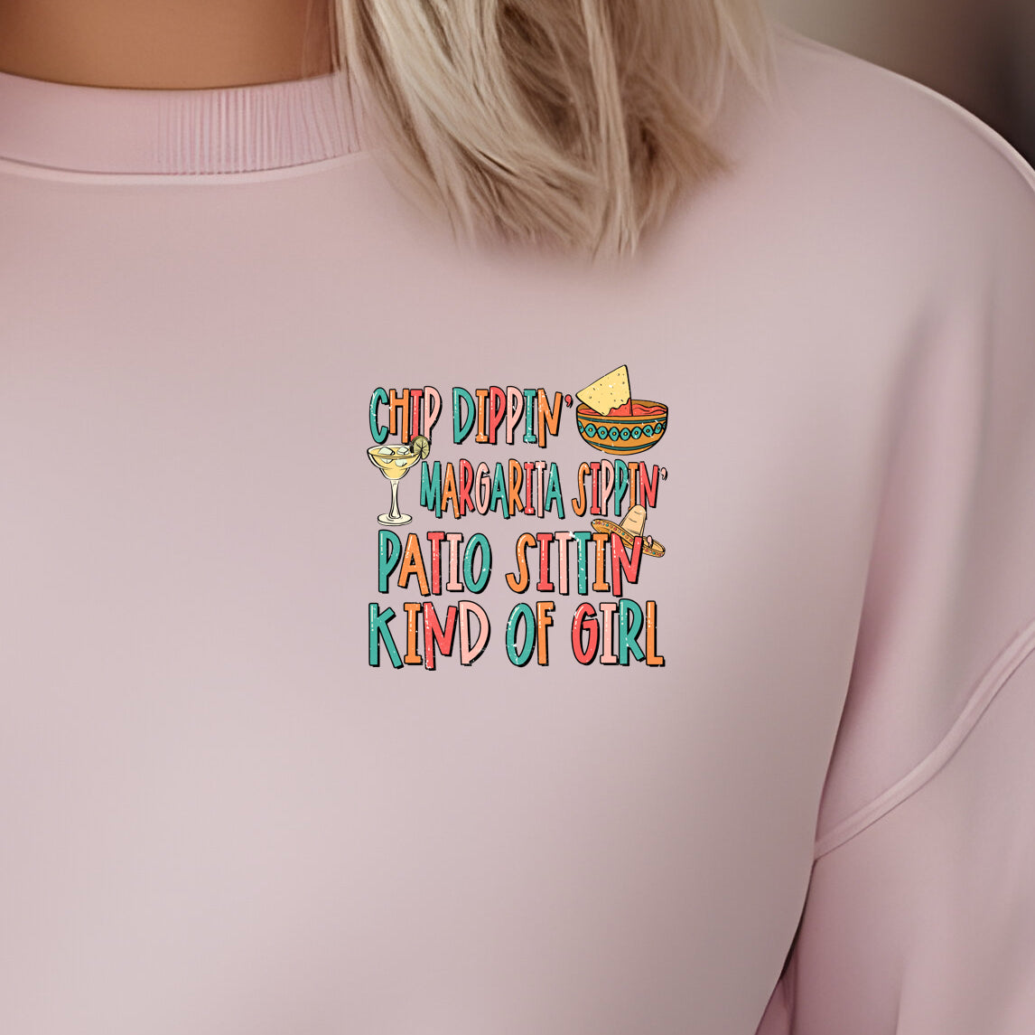 Chip Dippin', Margarita Sippin', Patio Sittin' Kinda Girl (pocket)- 3.5” DTF Transfer