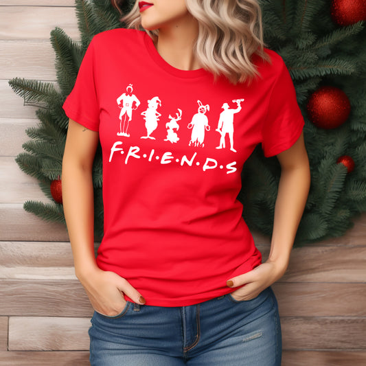 Christmas F.R.I.E.N.D.S- Single Color (white)- 11.5" wide Plastisol Screen Print Transfer