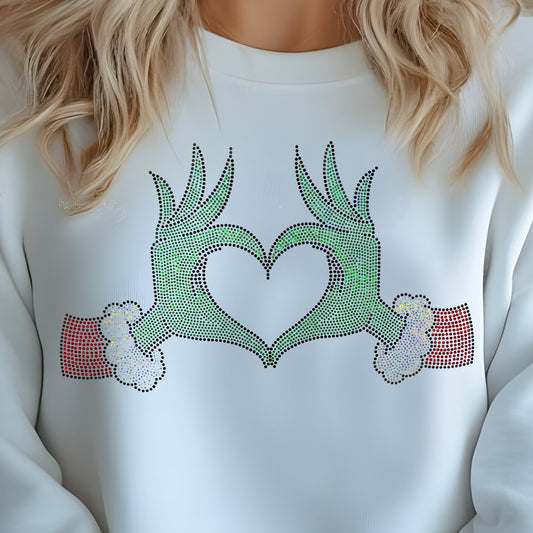 Green Guy Heart Hands- 11" wide Spangle