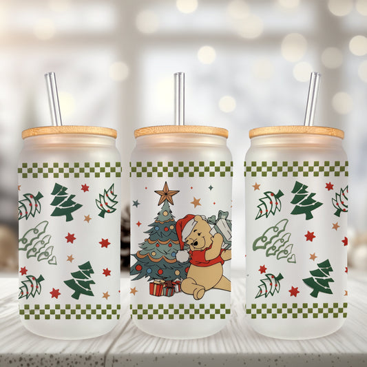 Yellow Bear Christmas UV DTF- 16oz Cup Wrap