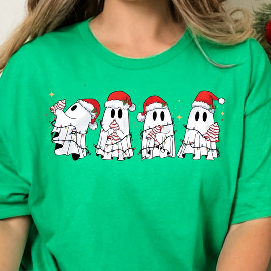 Christmas Tree Cake Ghost- 11" wide DTF Transfer