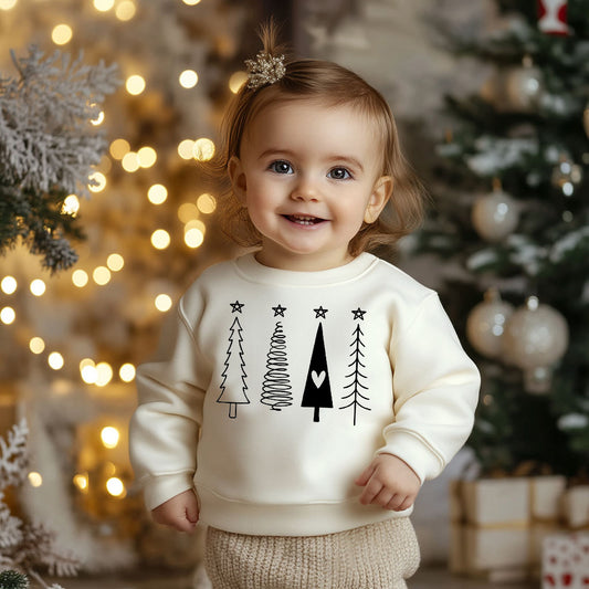 Christmas Trees (toddler)- Single Color (black)- 7" wide Plastisol Screen Print Transfer