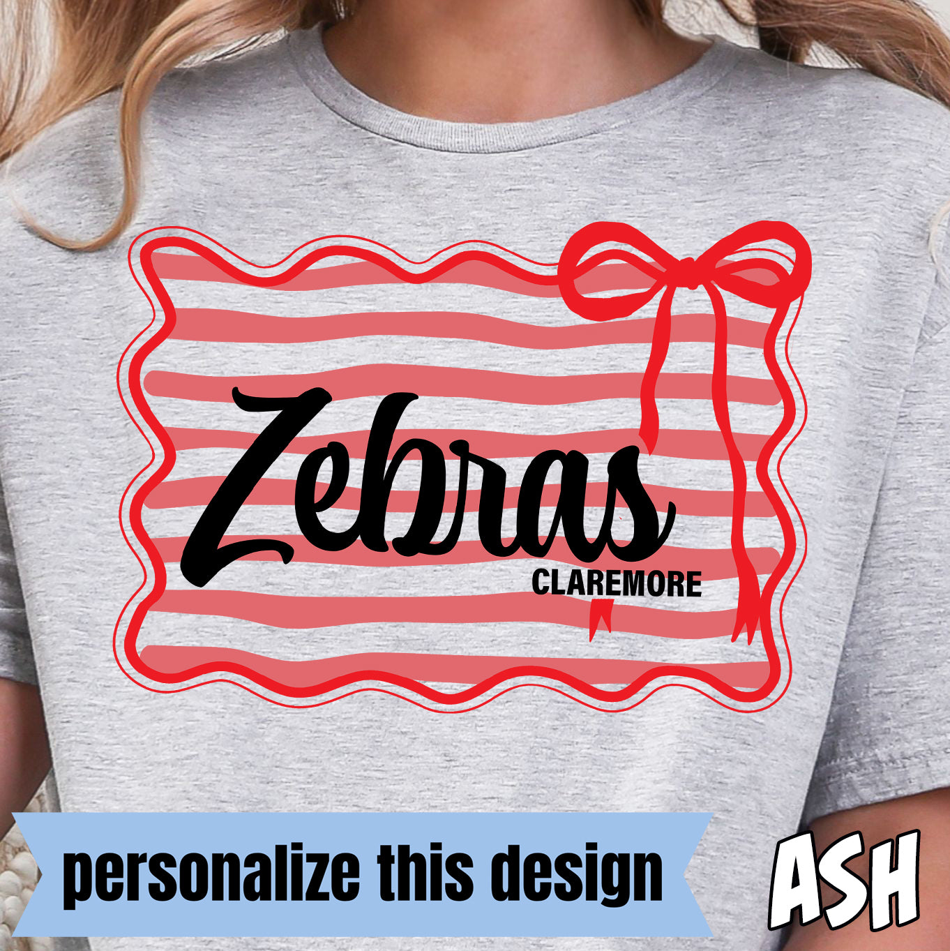 **PERSONALIZED** Striped Custom with Bow- Full Color DTF Transfer