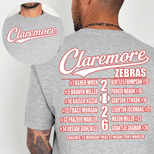 Claremore Zebras Team Tee - Sport Grey