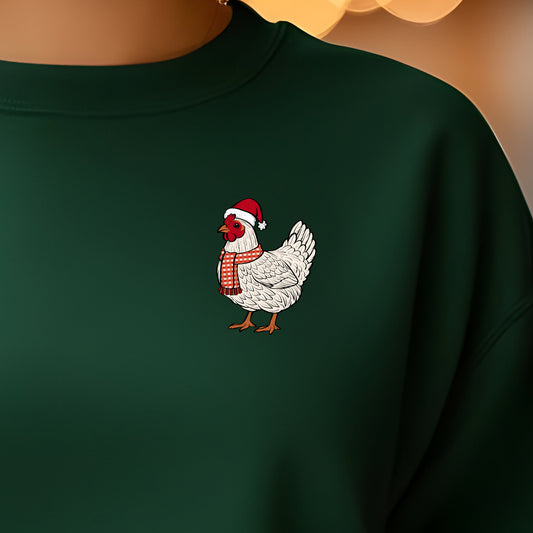Merry Cluckin Christmas (pocket)- 3.2" wide DTF Transfer