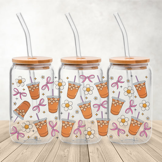 Iced Coffee Coquette UV DTF- 16oz Cup Wrap