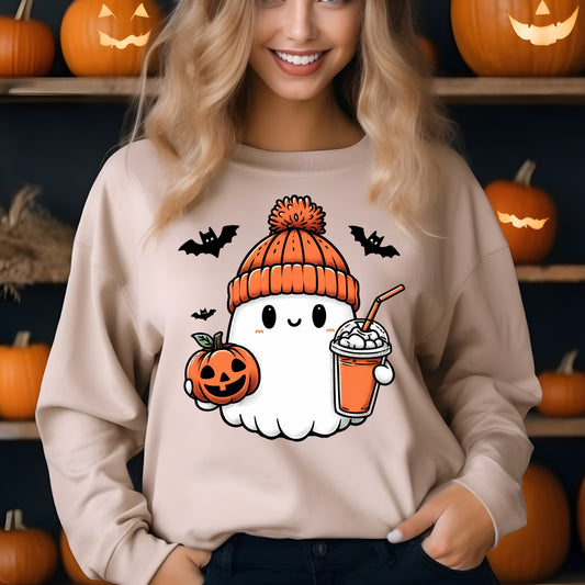 Cute Coffee Ghost- 11" wide DTF Transfer