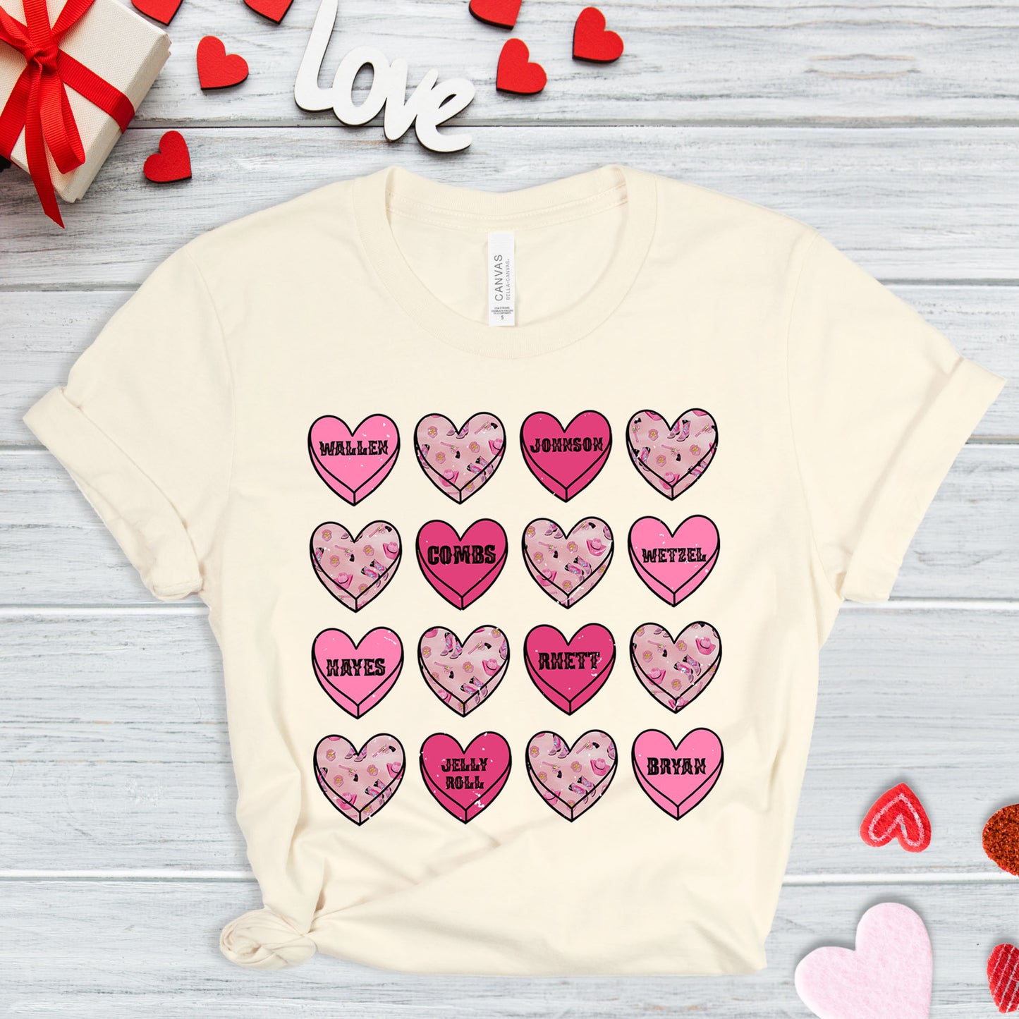 Country Music Conversation Hearts- *full color matte clear film*- 11.5" wide Plastisol Screen Print Transfer