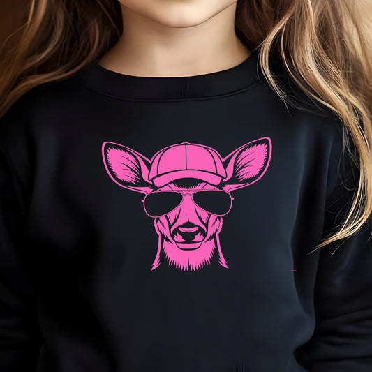 Country Deer (toddler)- Single Color (bright pink)- 7” wide Single Color Transfer