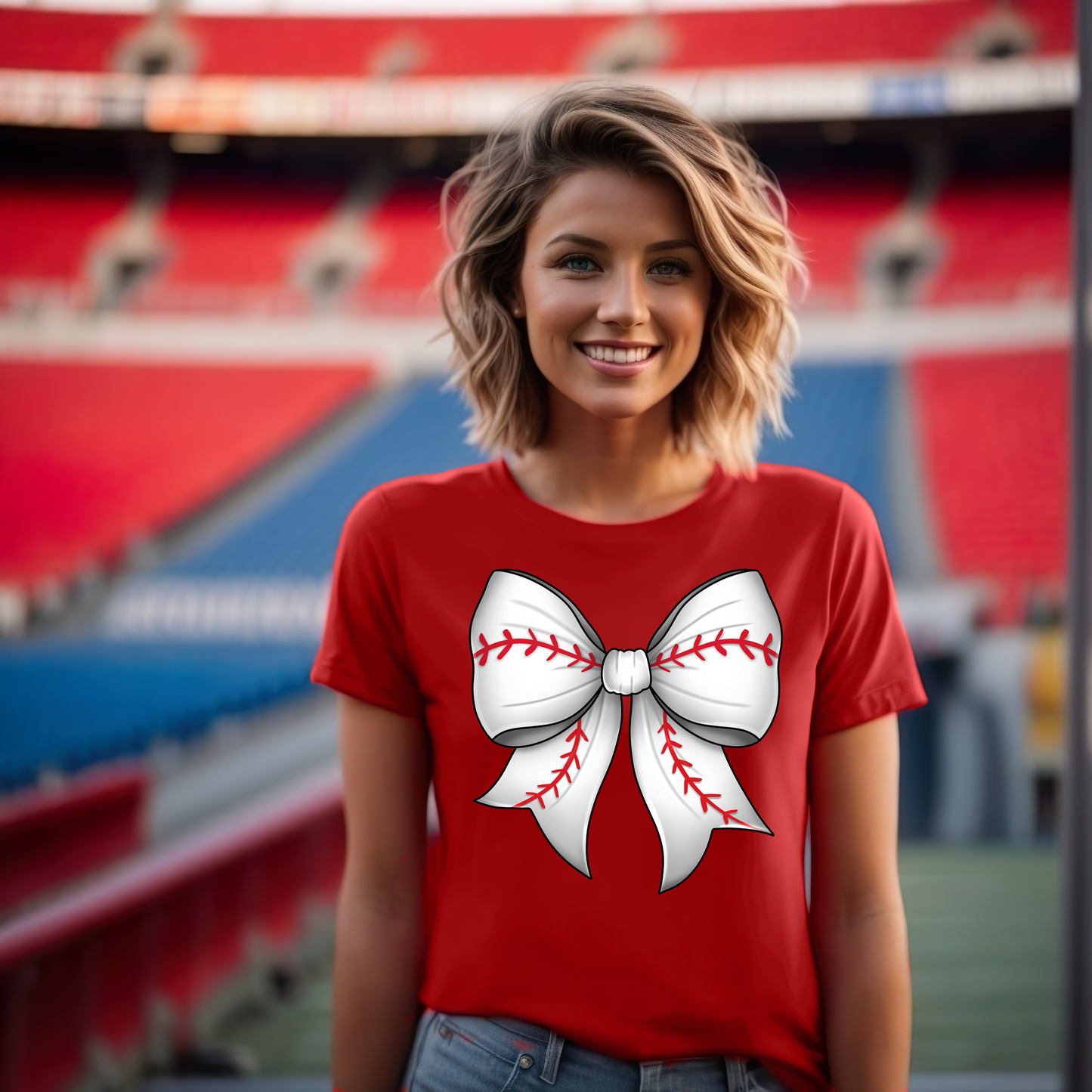 Baseball Bow Tee - Red