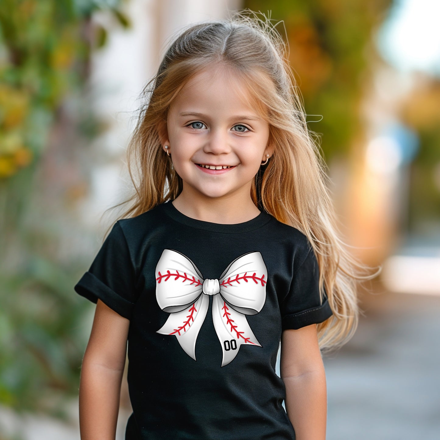 Baseball Bow Tee - Black