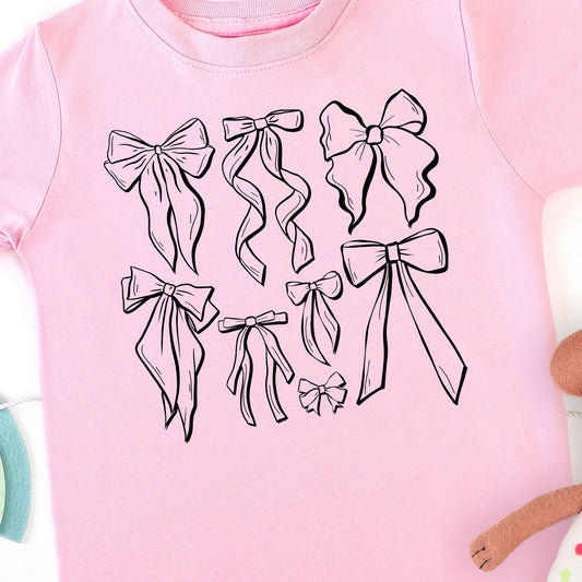 Coquette Bows(toddler)- Single Color (black)- 7.25” wide Screen Print Transfer