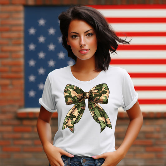 Coquette Military Bow- *full color matte clear film*- 11.5" wide Plastisol Screen Print Transfer