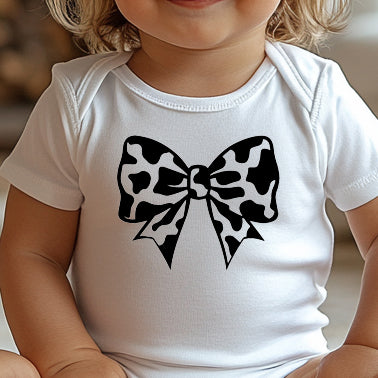 Cow Bow (infant)- Single Color (black)- 5.25" wide Plastisol Screen Print Transfer