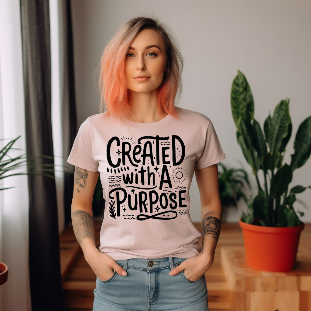 Created With a Purpose- Single Color (black)- 11.5" wide Screen Print Transfer