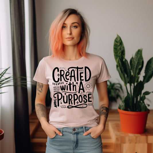 Created With a Purpose- Single Color (black)- 11.5" wide Screen Print Transfer